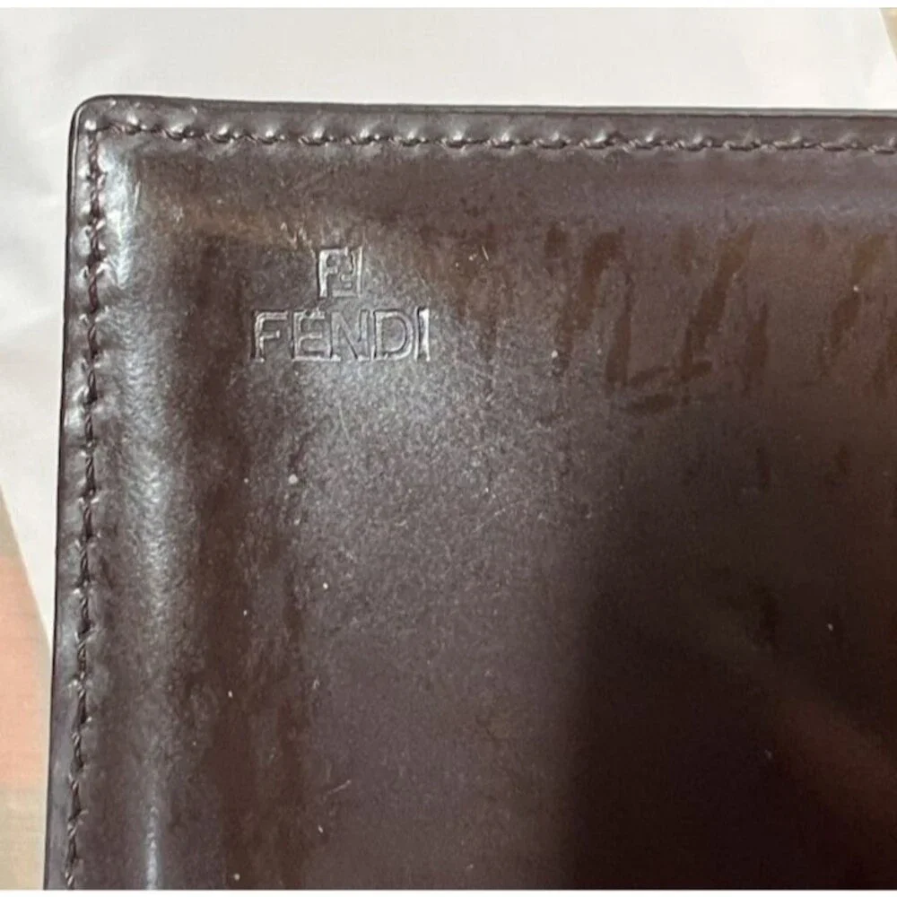 Fendi Monogram Dark Brown Vintage Clutch Bag W/Insert  + Chain & Auth Cert.